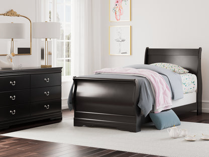 Bradenton Furniture Outlet - Ashley Furniture - Huey Vineyard Bedroom - Twin Sleigh Bed / Black - B128B5