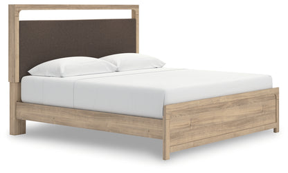 Bradenton Furniture Outlet - Ashley Furniture - Kinlanni Bedroom - King Upholstered Platform Bed / Tan - PCB1360B16
