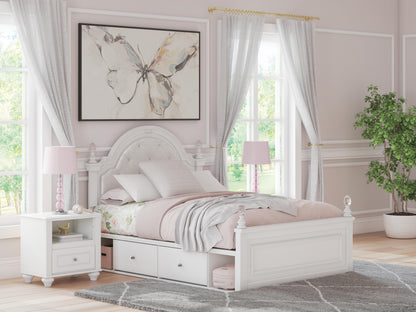 Bradenton Furniture Outlet - Ashley Furniture - Kozlani Bedroom - Full Upholstered Panel Bed with Storage / White - PCB1819B18