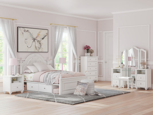 Bradenton Furniture Outlet - Ashley Furniture - Kozlani Bedroom - Full Upholstered Panel Storage Bed / White - PCB1819B10