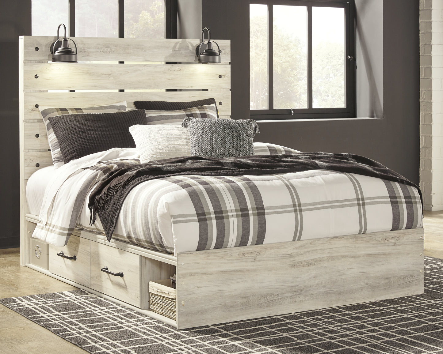 Bradenton Furniture Outlet - Ashley Furniture - Cambeck Bedroom - Queen Panel Bed with 2 Storage Drawers / Whitewash - B192B17