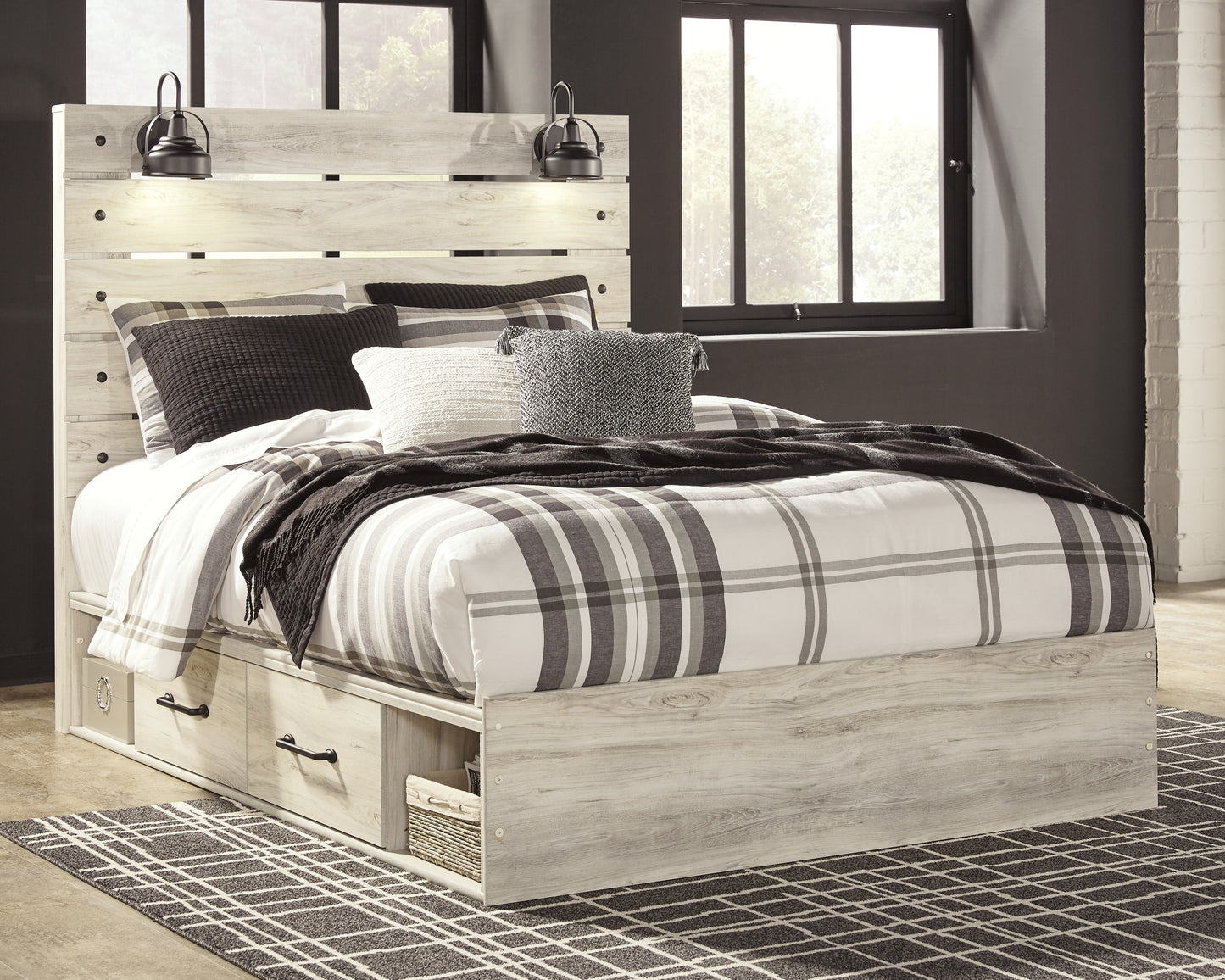 Bradenton Furniture Outlet - Ashley Furniture - Cambeck Bedroom - Queen Panel Bed with 4 Storage Drawers / Whitewash - B192B24