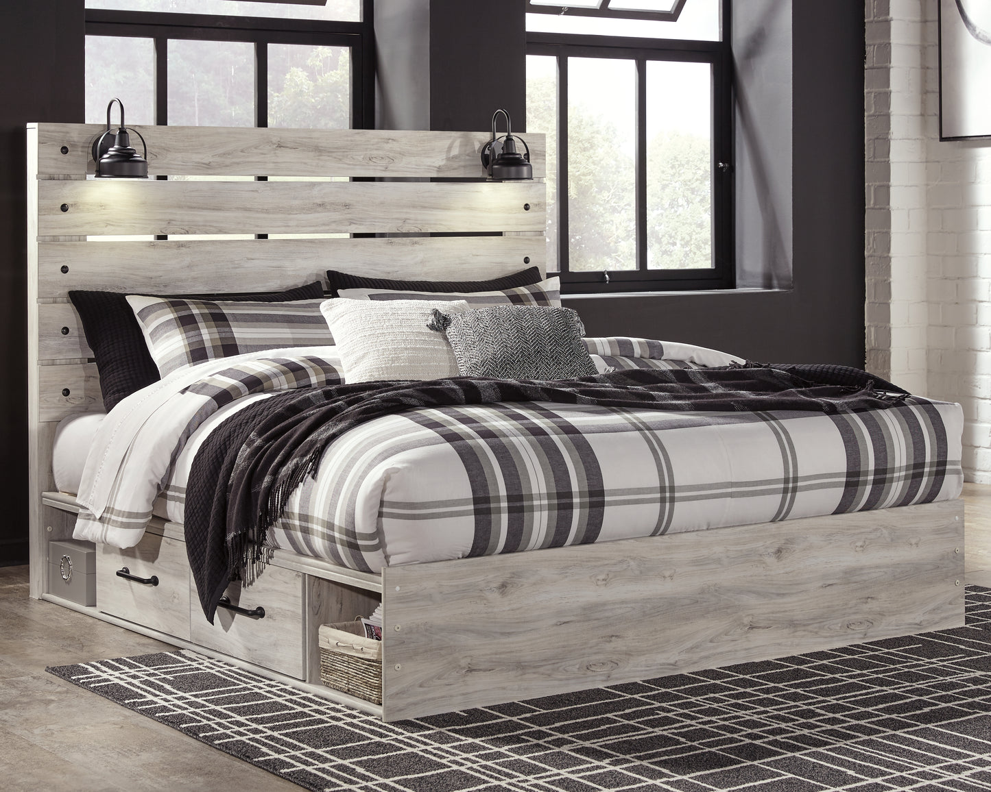Bradenton Furniture Outlet - Ashley Furniture - Cambeck Bedroom - King Panel Bed with 4 Storage Drawers / Whitewash - B192B27