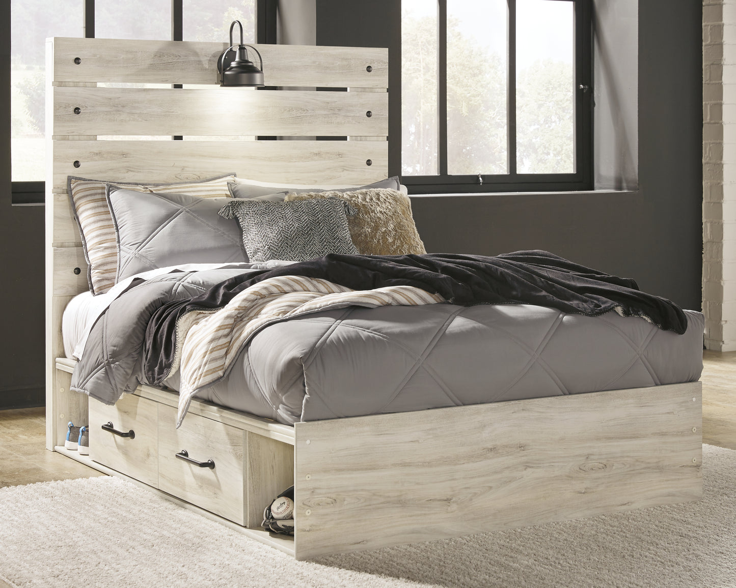 Bradenton Furniture Outlet - Ashley Furniture - Cambeck Bedroom - Full Panel Bed with 4 Storage Drawers / Whitewash - B192B34