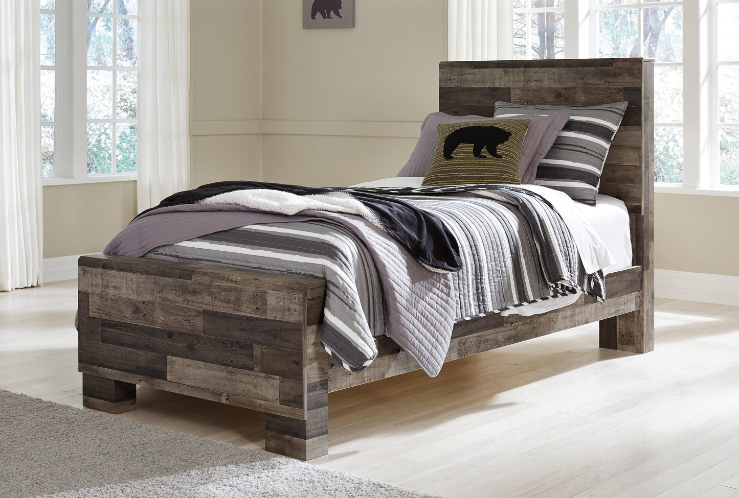 Bradenton Furniture Outlet - Ashley Furniture - Derekson Bedroom - Twin Panel Bed / Multi Gray - B200B2