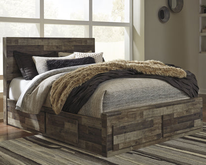 Bradenton Furniture Outlet - Ashley Furniture - Derekson Bedroom - Queen Panel Bed with 4 Storage Drawers / Multi Gray - B200B18
