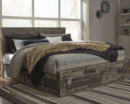 Bradenton Furniture Outlet - Ashley Furniture - Derekson Bedroom - King Panel Bed with 4 Storage Drawers / Multi Gray - B200B19