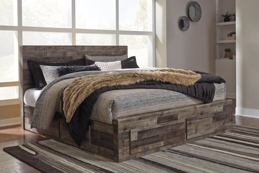 Bradenton Furniture Outlet - Ashley Furniture - Derekson Bedroom - King Panel Bed with 2 Side Storage / Multi Gray - B200B44