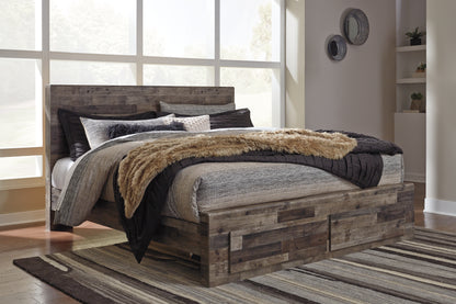 Bradenton Furniture Outlet - Ashley Furniture - Derekson Bedroom - King Panel Bed with 2 Storage Drawers / Multi Gray - B200B14