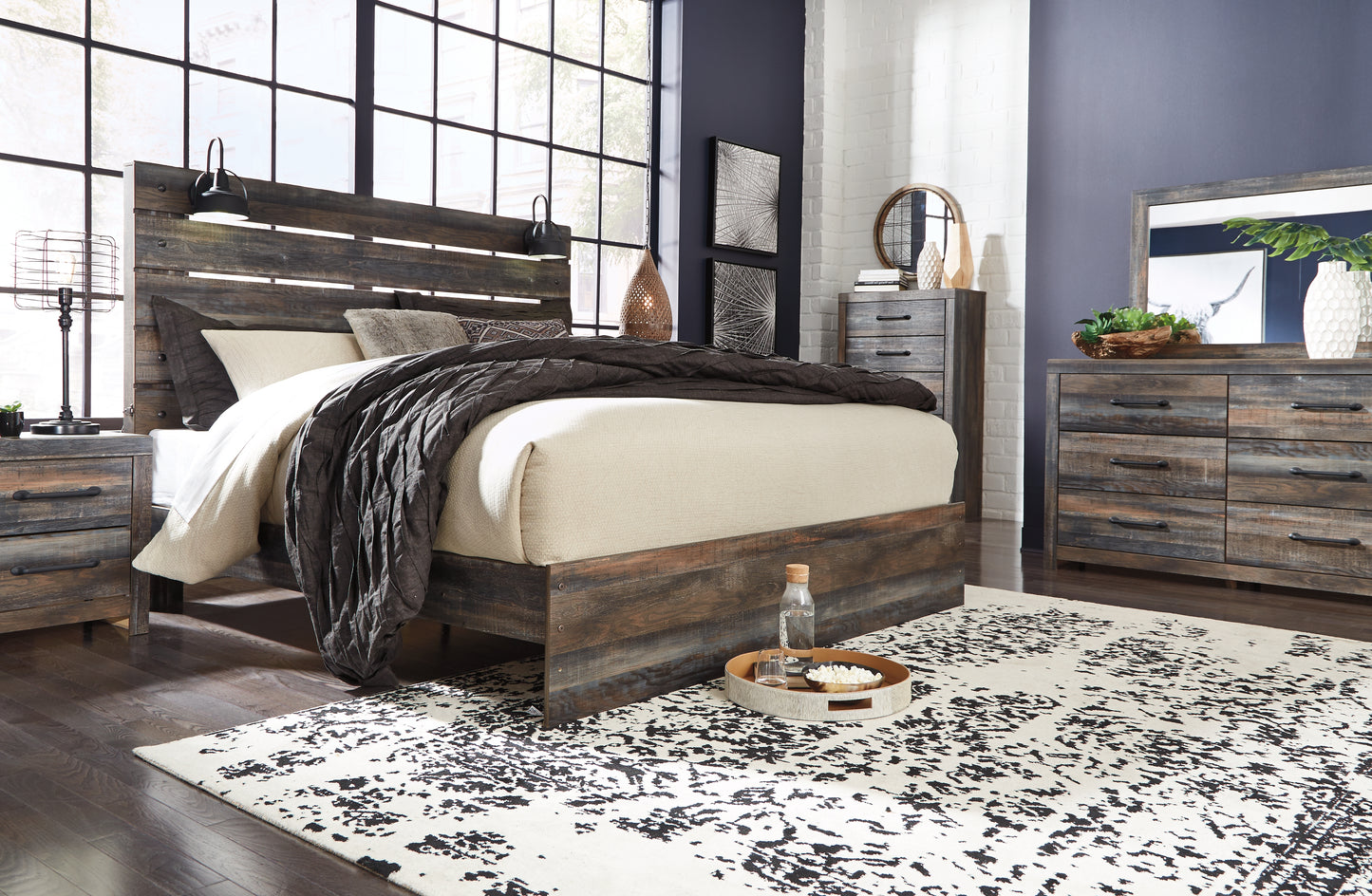 Bradenton Furniture Outlet - Ashley Furniture - Drystan Bedroom - King Panel Bed / Multi - B211B14