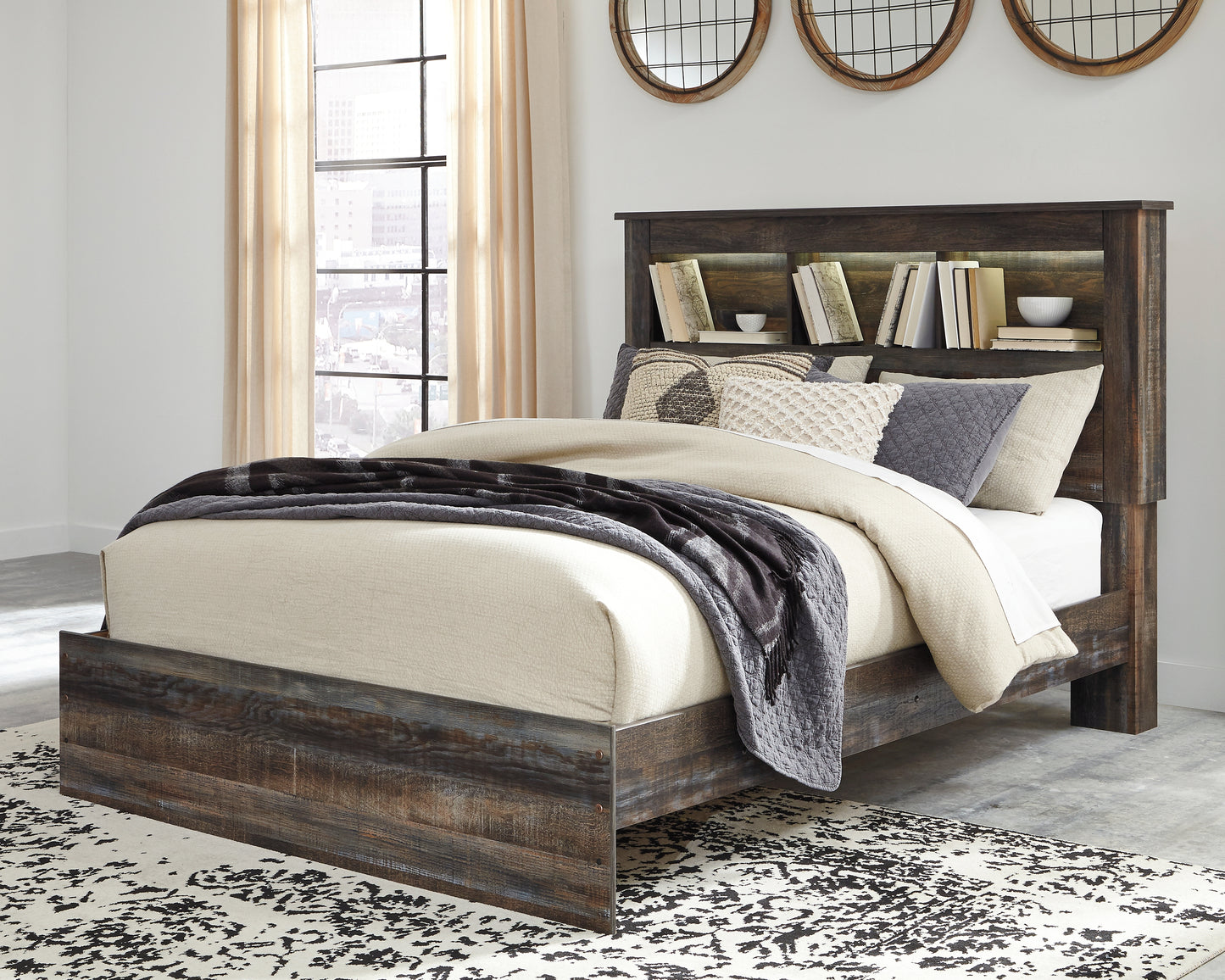 Bradenton Furniture Outlet - Ashley Furniture - Drystan Bedroom - Queen Bookcase Bed / Multi - B211B16