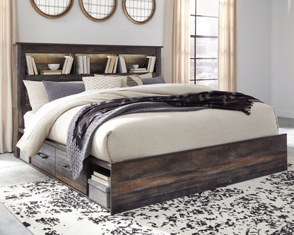 Bradenton Furniture Outlet - Ashley Furniture - Drystan Bedroom - King Bookcase Bed with 4 Storage Drawers / Multi - B211B52