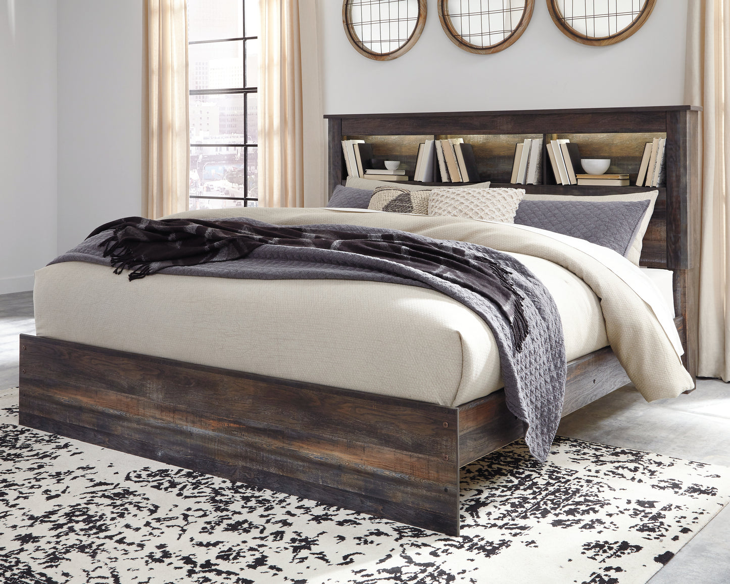 Bradenton Furniture Outlet - Ashley Furniture - Drystan Bedroom - King Bookcase Bed / Multi - B211B53