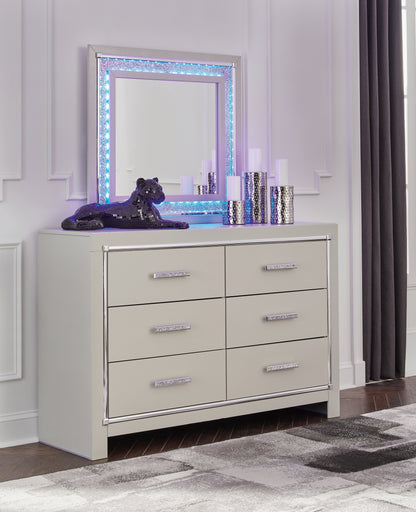 Bradenton Furniture Outlet - Ashley Furniture - Zyniden Bedroom - Dresser and Mirror / Silver - B2114B1