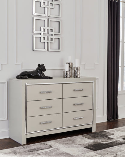 Bradenton Furniture Outlet - Ashley Furniture - Zyniden Bedroom - Dresser and Mirror / Silver - B2114B1