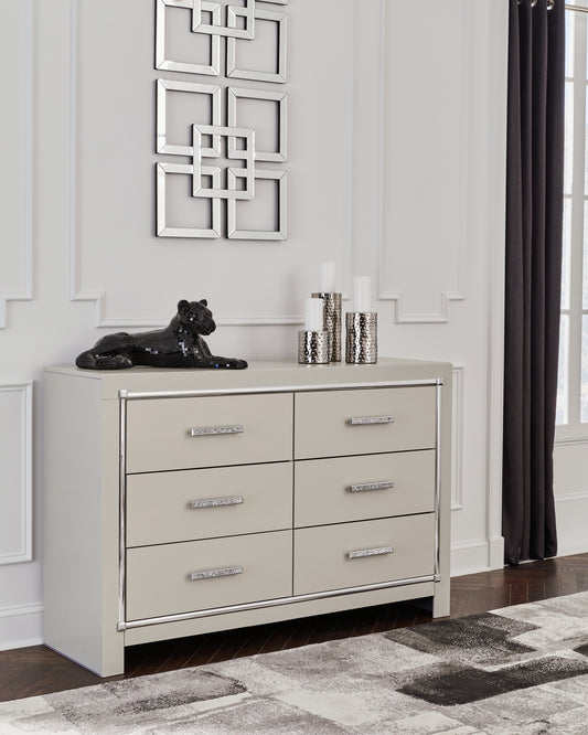 Bradenton Furniture Outlet - Ashley Furniture - Zyniden Bedroom - Dresser and Mirror / Silver - B2114B1