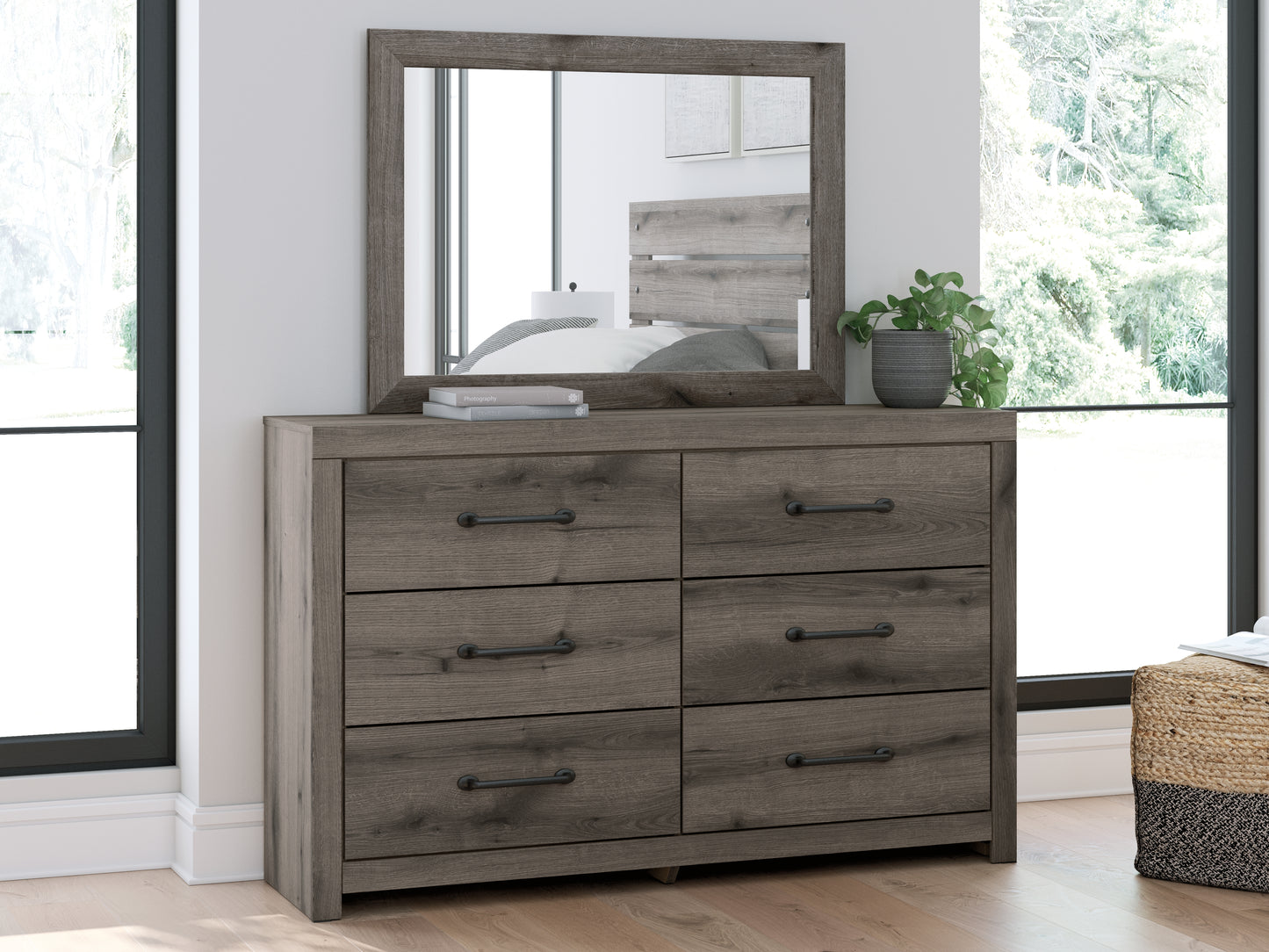 Bradenton Furniture Outlet - Ashley Furniture - Graystorm Bedroom - Dresser and Mirror / Brown Gray - PCB2405B1