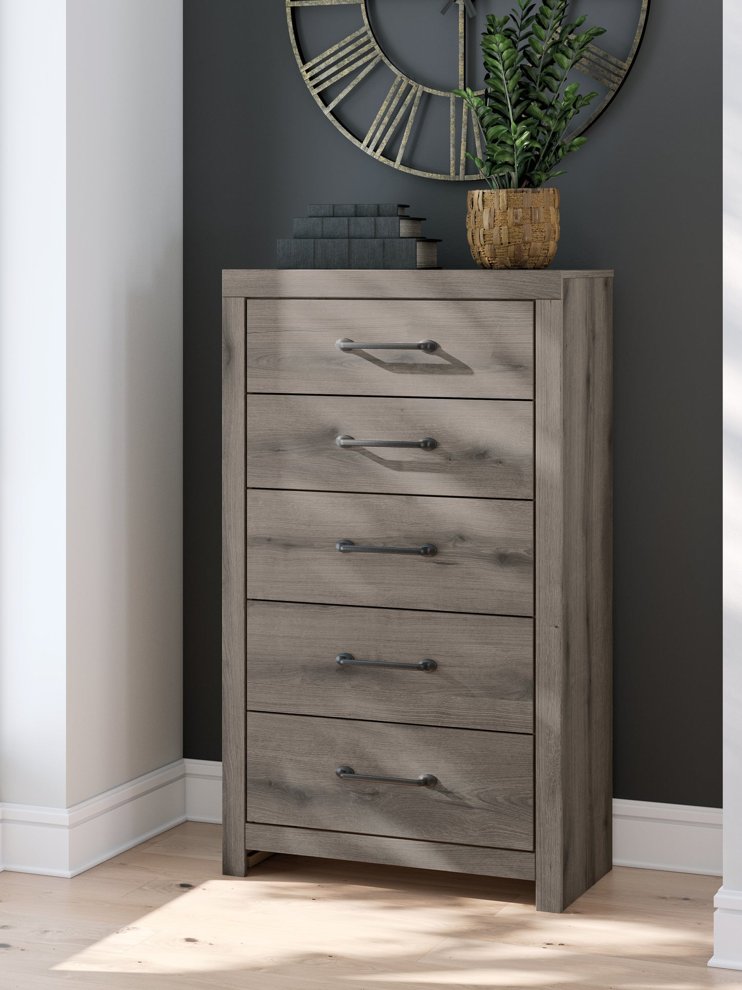 Bradenton Furniture Outlet - Ashley Furniture - Graystorm Bedroom - Five Drawer Chest / Brown Gray - PCB2405-46