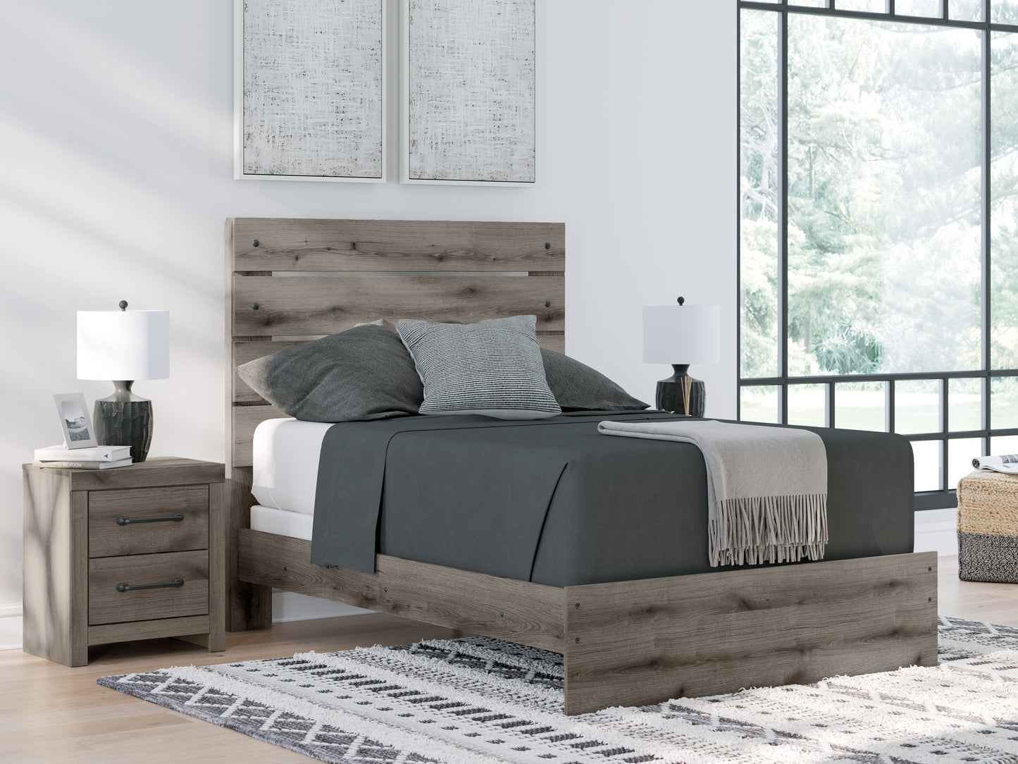 Bradenton Furniture Outlet - Ashley Furniture - Graystorm Bedroom - Full Panel Bed / Brown Gray - PCB2405B13