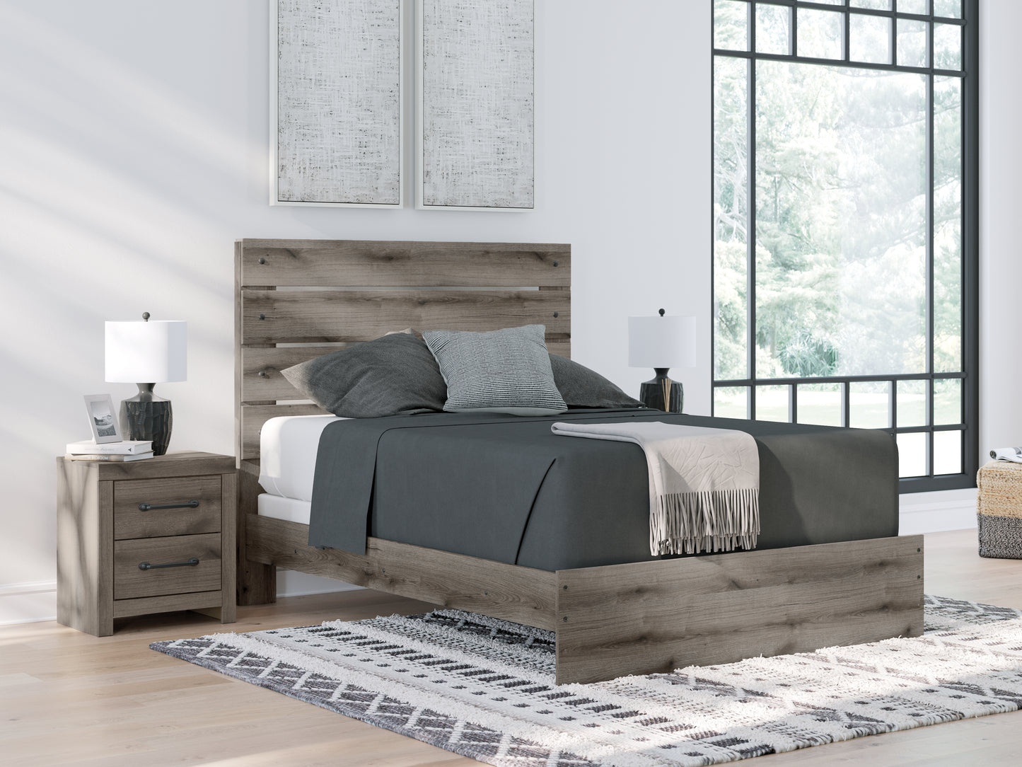 Bradenton Furniture Outlet - Ashley Furniture - Graystorm Bedroom - Queen Panel Bed / Brown Gray - PCB2405B2
