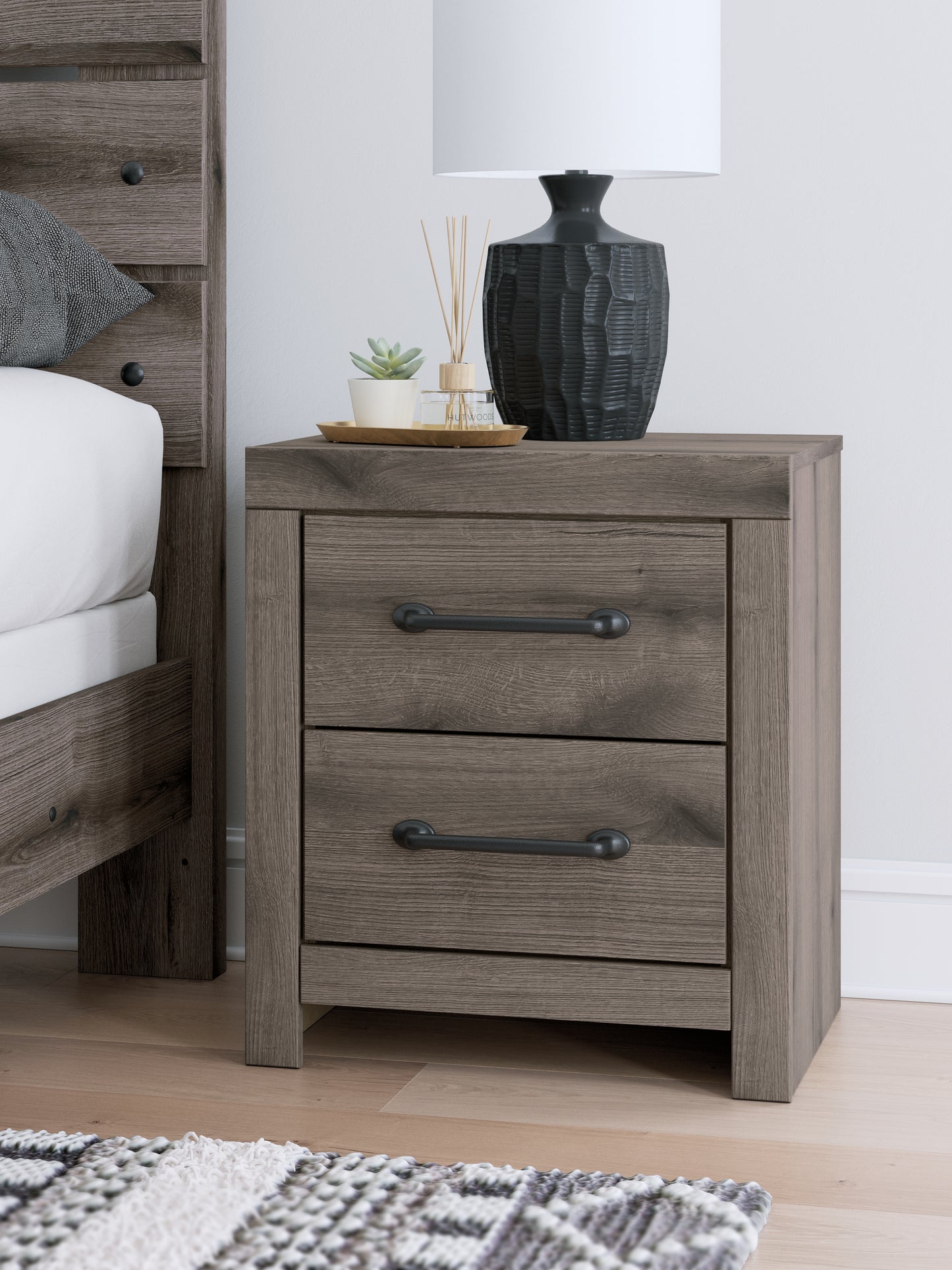 Bradenton Furniture Outlet - Ashley Furniture - Graystorm Bedroom - Two Drawer Night Stand / Brown Gray - PCB2405-92