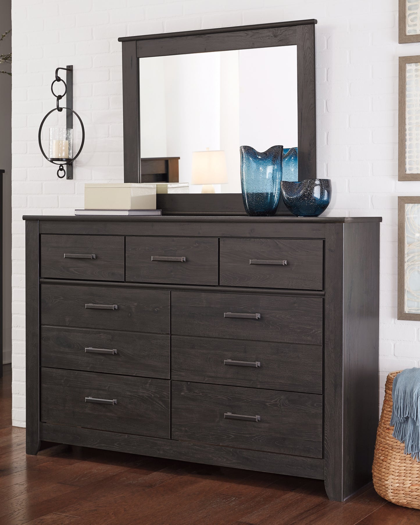 Bradenton Furniture Outlet - Ashley Furniture - Brinxton Bedroom - Dresser and Mirror / Charcoal - B249B1