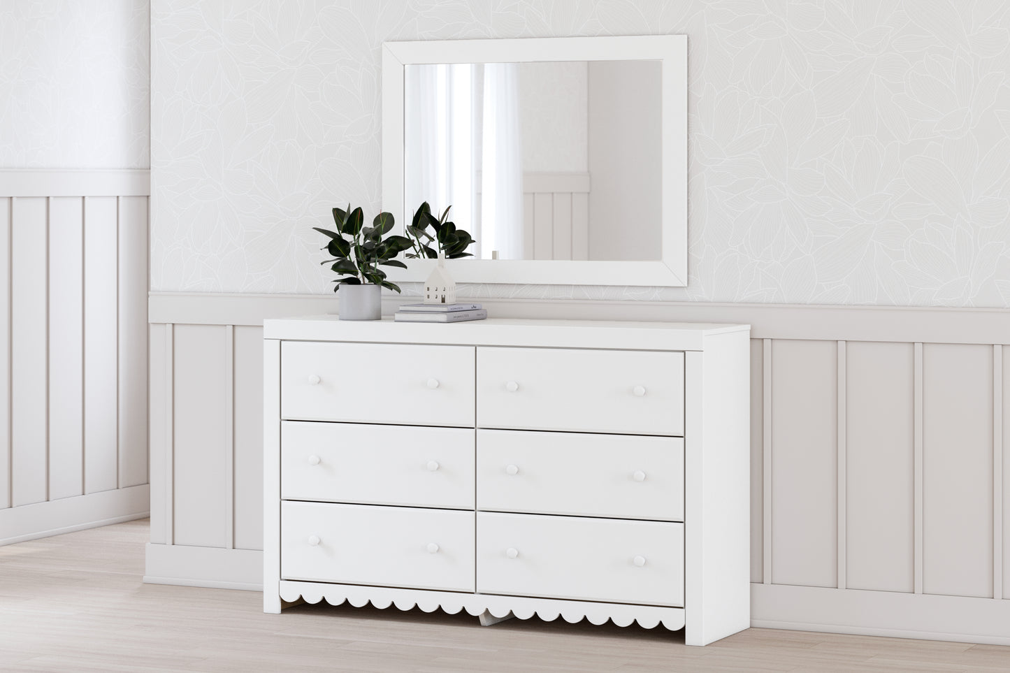 Bradenton Furniture Outlet - Ashley Furniture - Mollviney Bedroom - Dresser and Mirror / White - B2540B1