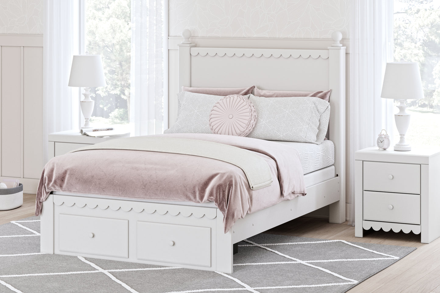 Bradenton Furniture Outlet - Ashley Furniture - Mollviney Bedroom - Full Panel Storage Bed / White - B2540B7