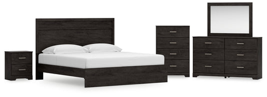 Bradenton Furniture Outlet - Ashley Furniture - Belachime King Panel Bed, Dresser, Mirror, Chest and Nightstand - King Panel Bed, Dresser, Mirror, Chest and Nightstand - B2589B20