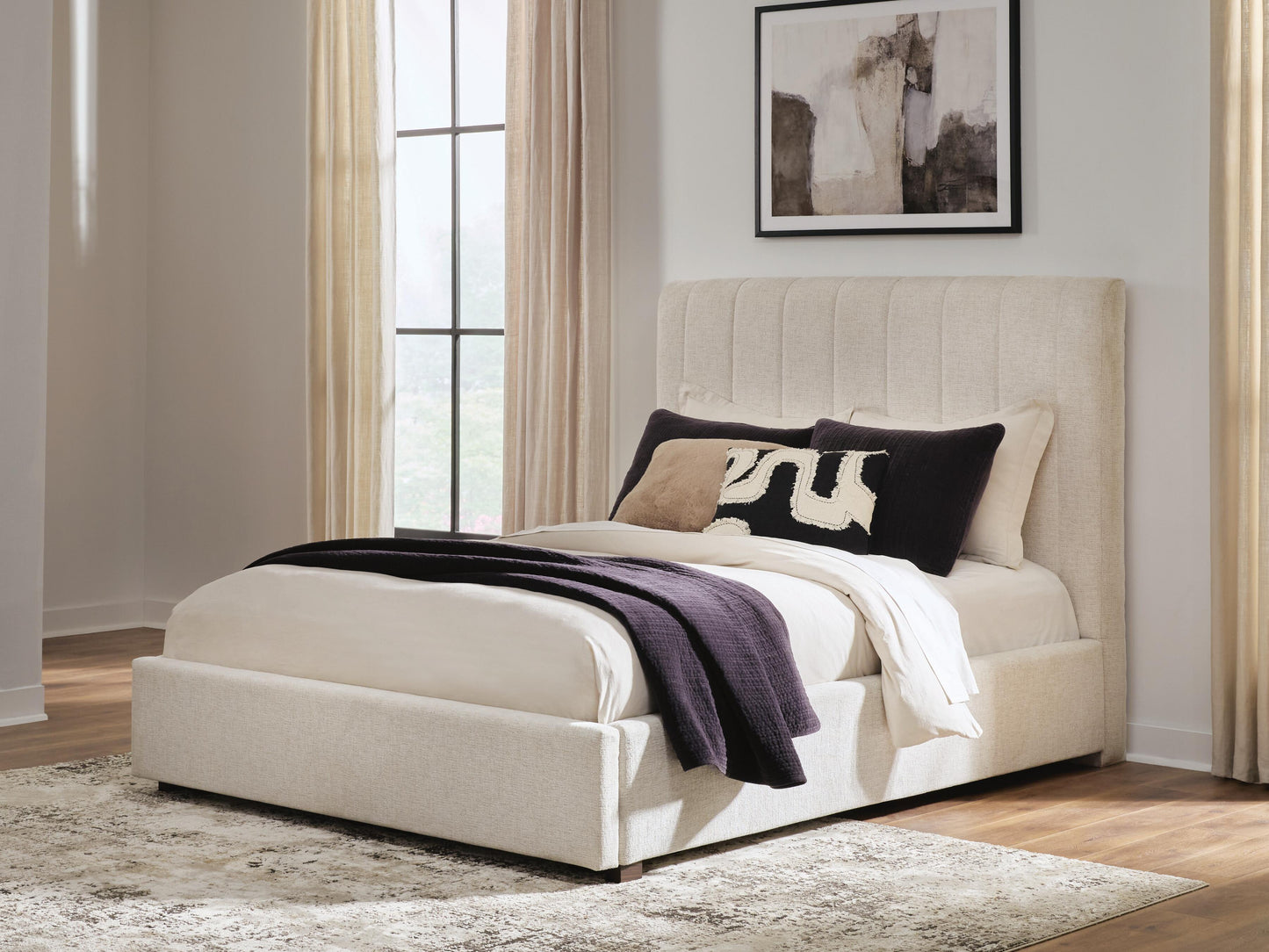 Bradenton Furniture Outlet - Ashley Furniture - Shoralli Bedroom - Queen Upholstered Storage Bed / Beige - B2611B4