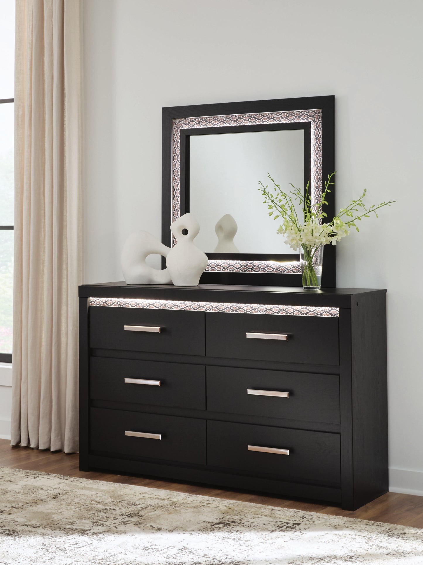 Bradenton Furniture Outlet - Ashley Furniture - Shoralli Bedroom - Dresser and Mirror / Black - B2611B1