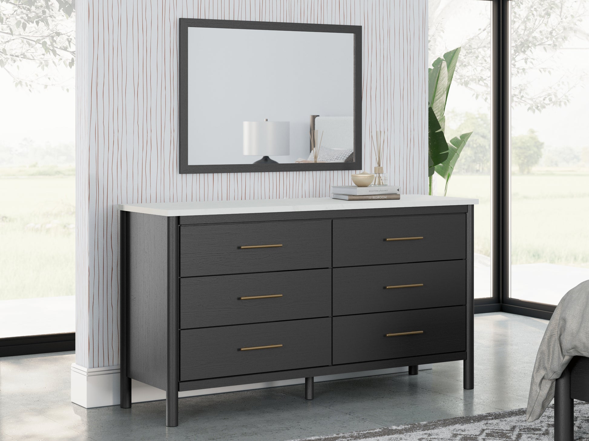 Bradenton Furniture Outlet - Ashley Furniture - Cadmori Bedroom - Dresser and Mirror / Black/White - B2616B1