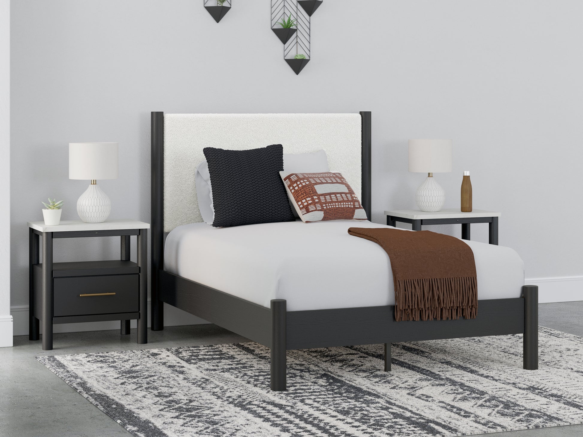 Bradenton Furniture Outlet - Ashley Furniture - Cadmori Bedroom - Full Upholstered Panel Bed / Black/White - B2616B3