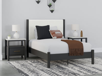 Bradenton Furniture Outlet - Ashley Furniture - Cadmori Bedroom - Full Upholstered Panel Bed / Black/White - B2616B3