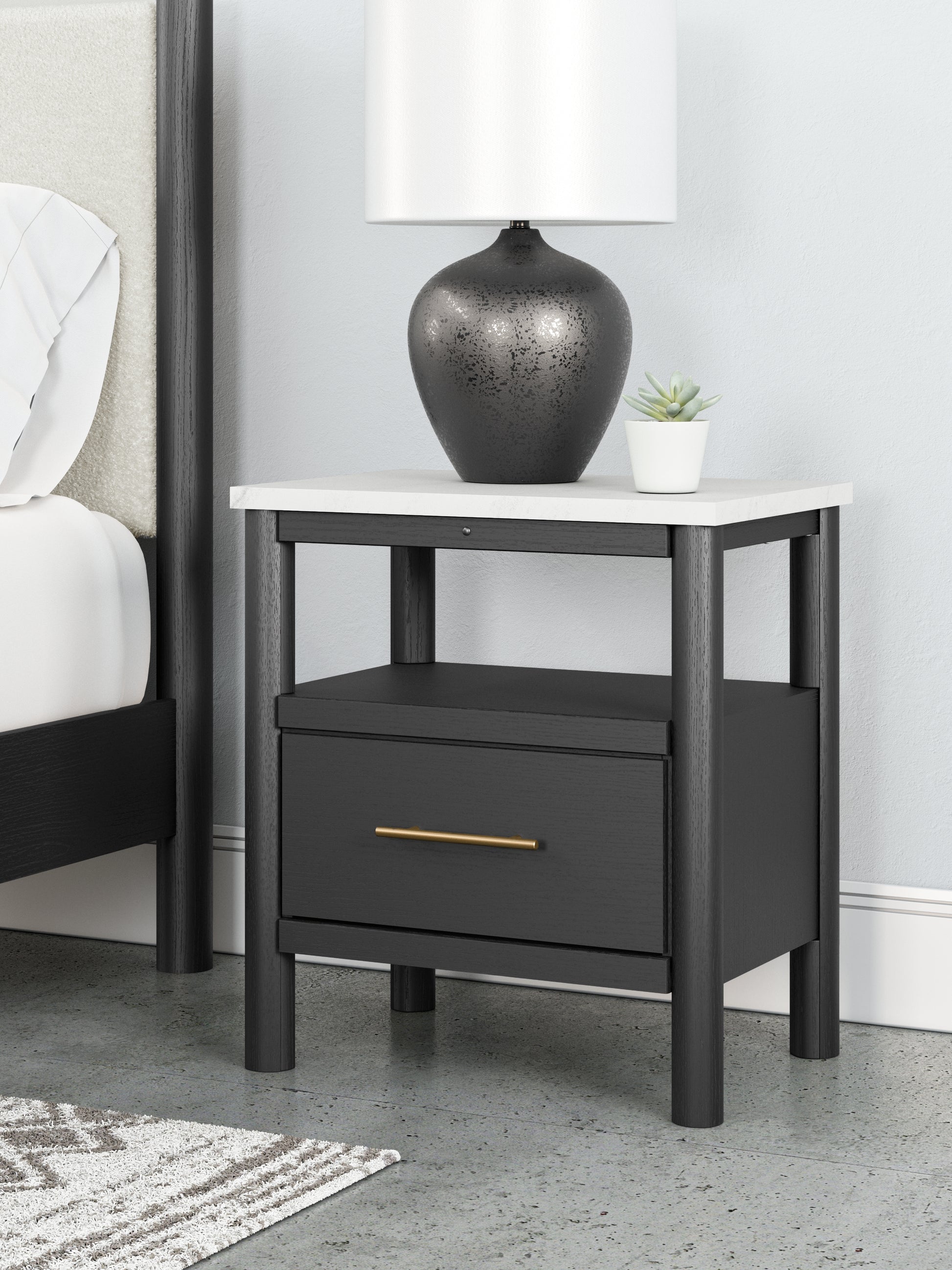 Bradenton Furniture Outlet - Ashley Furniture - Cadmori Bedroom - One Drawer Night Stand / Black/White - B2616-91