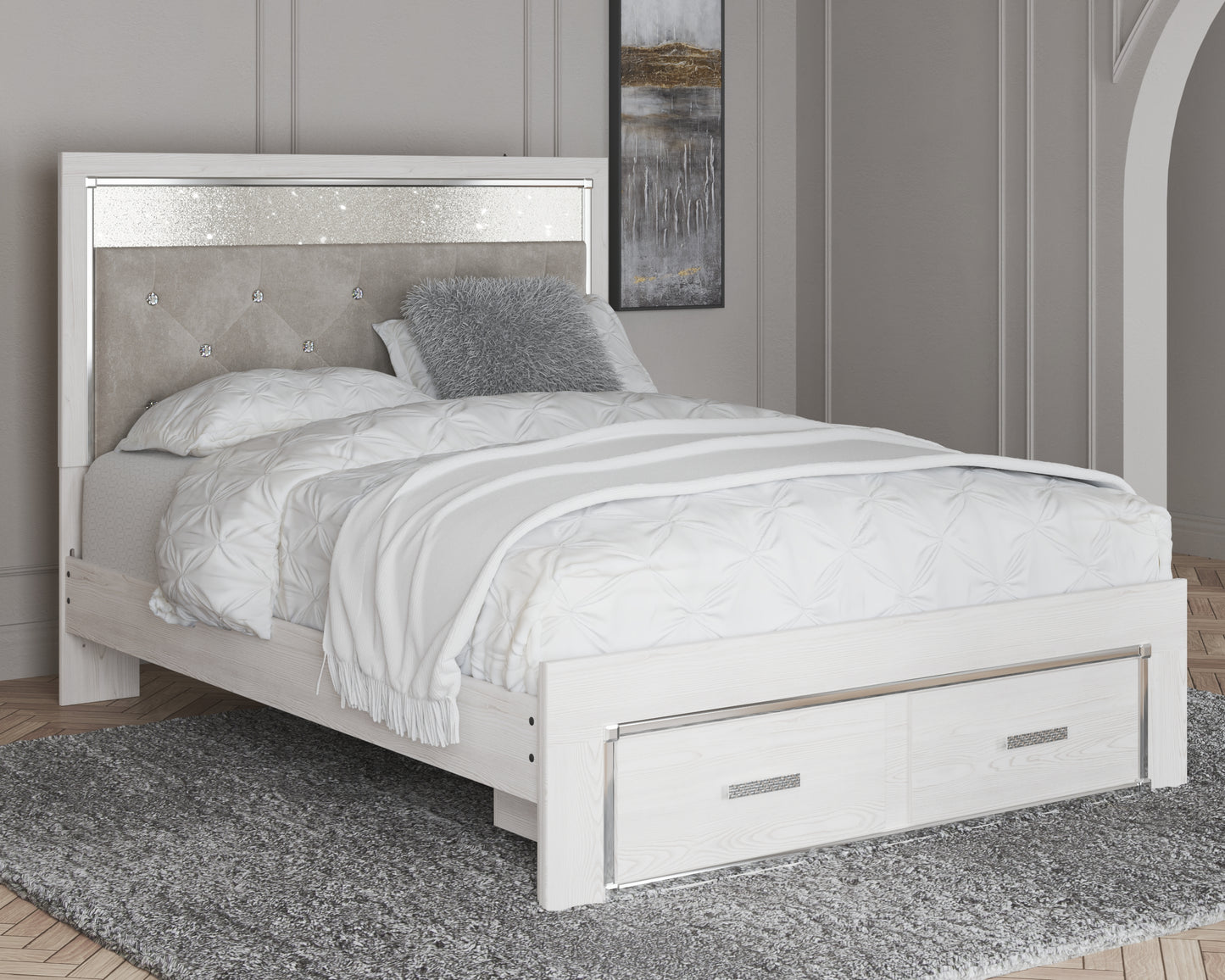 Bradenton Furniture Outlet - Ashley Furniture - Altyra Bedroom - Queen Upholstered Storage Bed / White - B2640B17