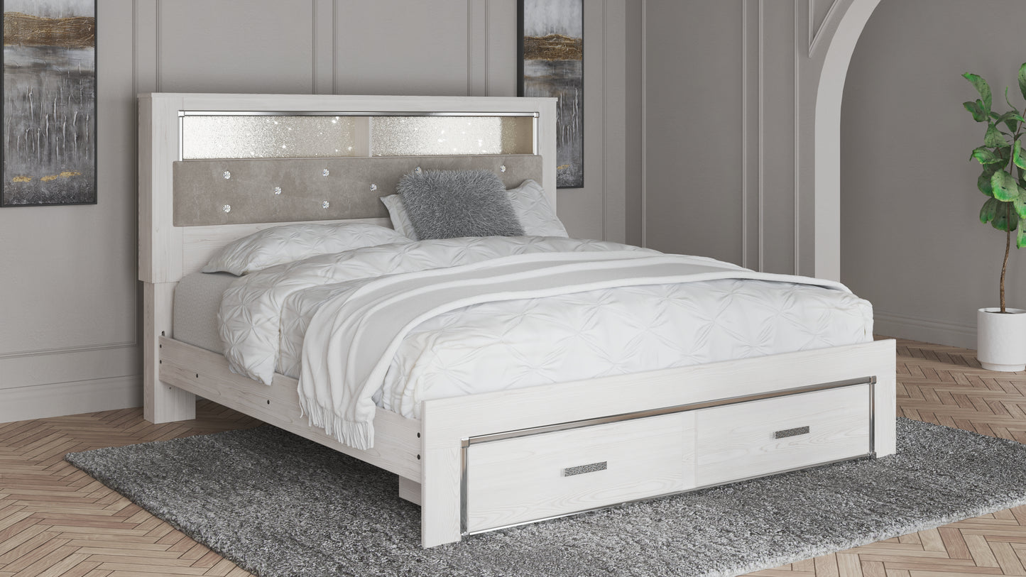 Bradenton Furniture Outlet - Ashley Furniture - Altyra Bedroom - King Upholstered Bookcase Bed with Storage / White - B2640B30