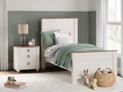 Bradenton Furniture Outlet - Ashley Furniture - Willowton Bedroom - Twin Panel Bed / Whitewash - B267B15