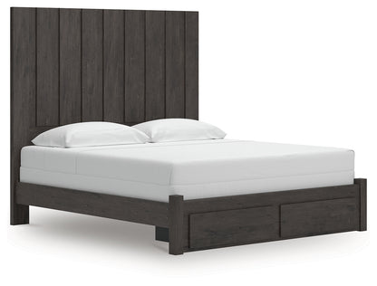 Bradenton Furniture Outlet - Ashley Furniture - Fraluna Bedroom - King Panel Storage Bed / Charcoal - PCB3370B9