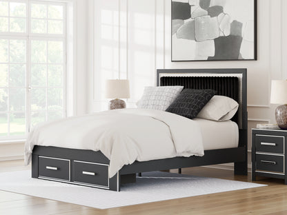 Bradenton Furniture Outlet - Ashley Furniture - Zuraleus Bedroom - Queen Upholstered Panel Storage Bed / Black - PCB3380B4