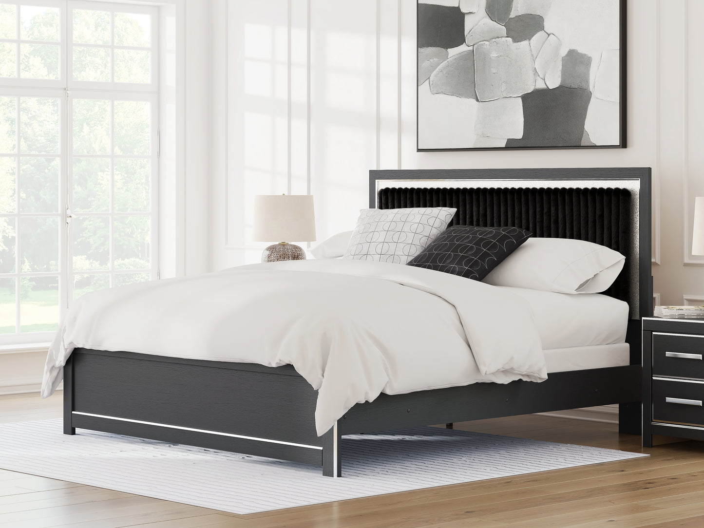 Bradenton Furniture Outlet - Ashley Furniture - Zuraleus Bedroom - King Upholstered Panel Bed / Black - PCB3380B12