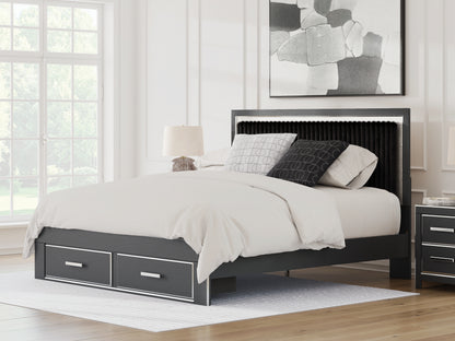 Bradenton Furniture Outlet - Ashley Furniture - Zuraleus Bedroom - King Upholstered Panel Storage Bed / Black - PCB3380B11