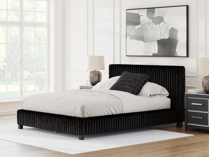 Bradenton Furniture Outlet - Ashley Furniture - Zuraleus Bedroom - Queen Upholstered Bed / Black - PCB3380B8