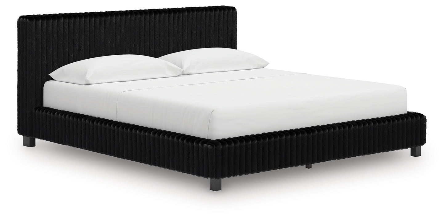 Bradenton Furniture Outlet - Ashley Furniture - Zuraleus Bedroom - California King Upholstered Bed / Black - PCB3380B14