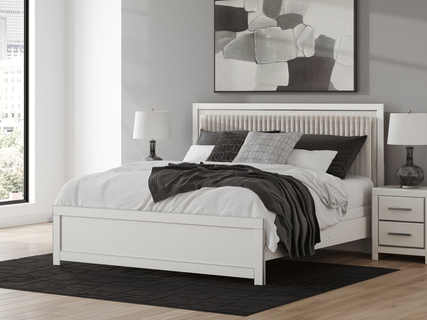 Bradenton Furniture Outlet - Ashley Furniture - Zuraleus Bedroom - King Upholstered Panel Bed / White - PCB3381B10