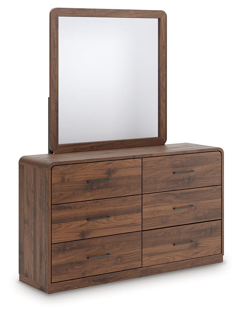 Bradenton Furniture Outlet - Ashley Furniture - Fortlorn Bedroom - Dresser and Mirror / Walnut Brown - PCB386B1