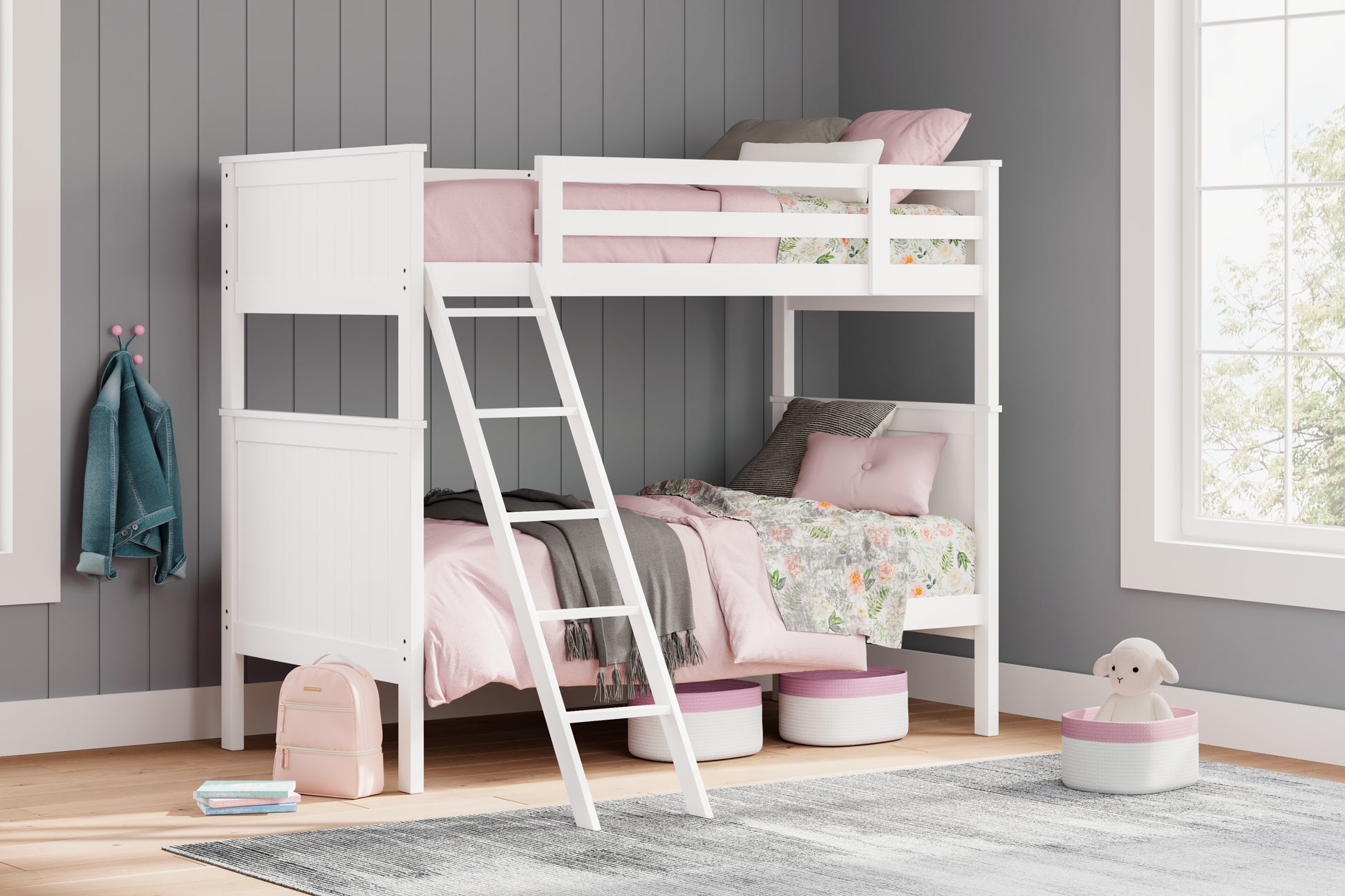 Bradenton Furniture Outlet - Ashley Furniture - Nextonfort Bedroom - Twin over Twin Bunk Bed / White - B396B6