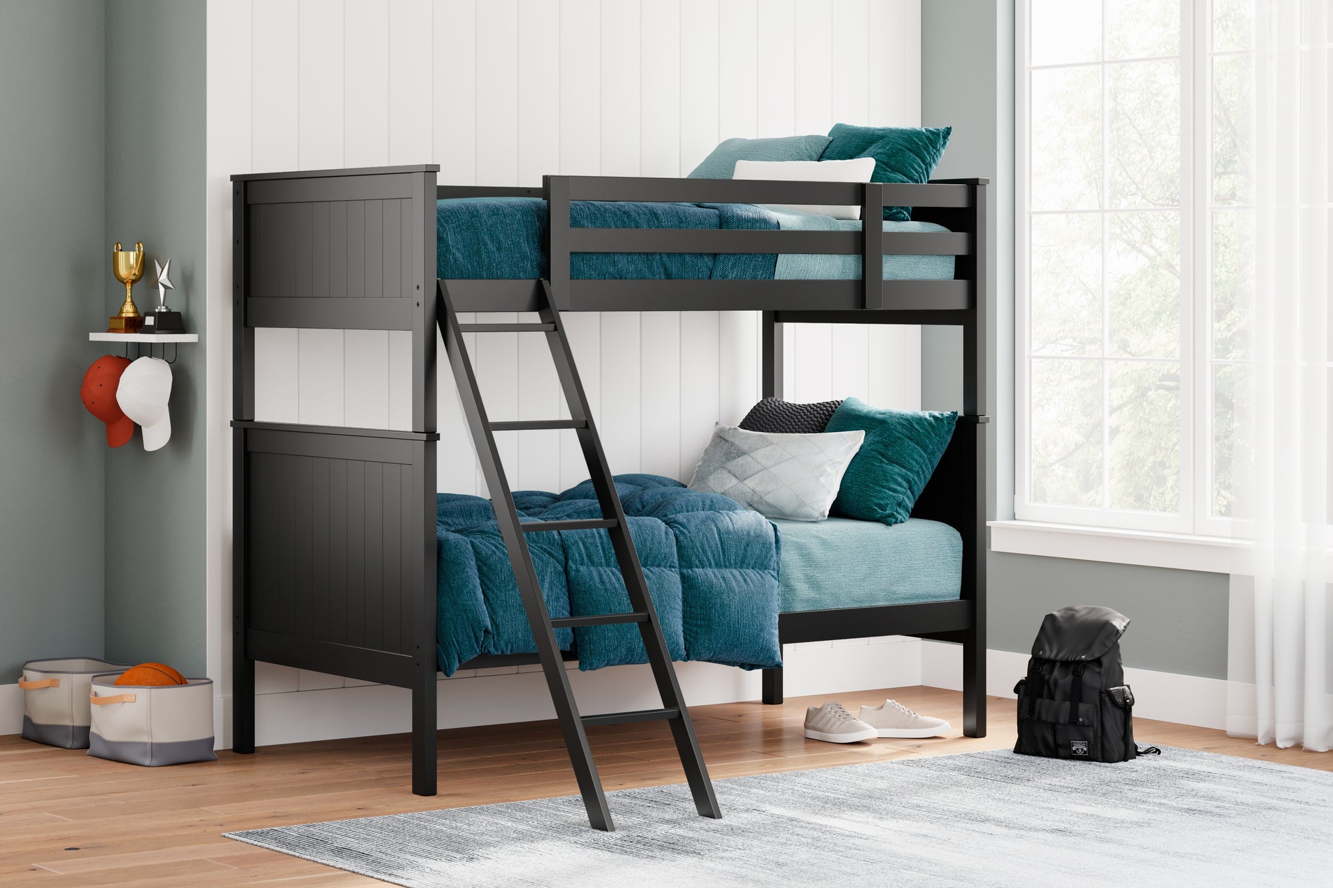 Bradenton Furniture Outlet - Ashley Furniture - Nextonfort Bedroom - Twin over Twin Bunk Bed / Black - B396B7