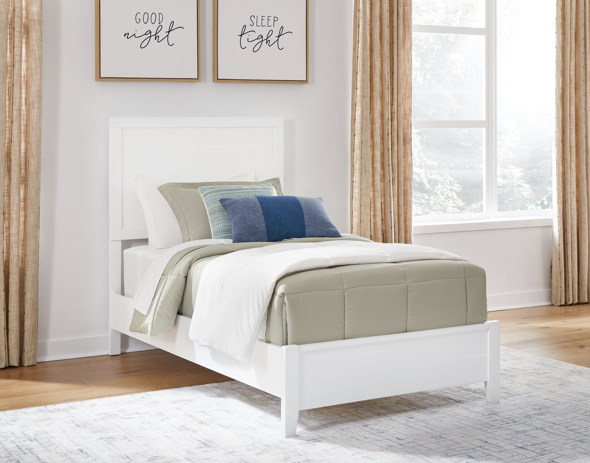 Bradenton Furniture Outlet - Ashley Furniture - Binterglen Bedroom - Twin Panel Bed / White - B427B2