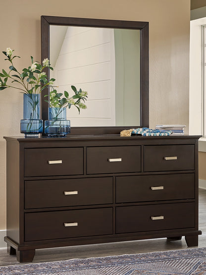 Bradenton Furniture Outlet - Ashley Furniture - Covetown Bedroom - Dresser and Mirror / Dark Brown - B441B1